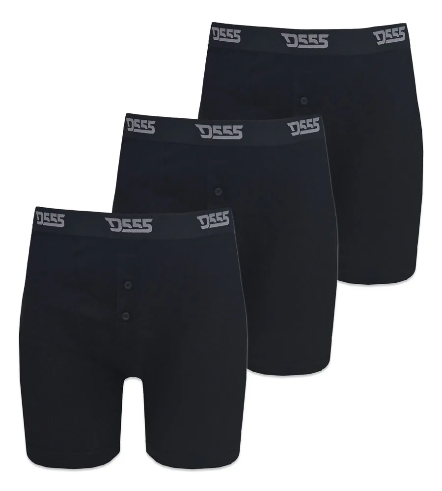 D555 Big Men's Black Cotton Boxer Shorts Pack of Three (DRIVER 2)