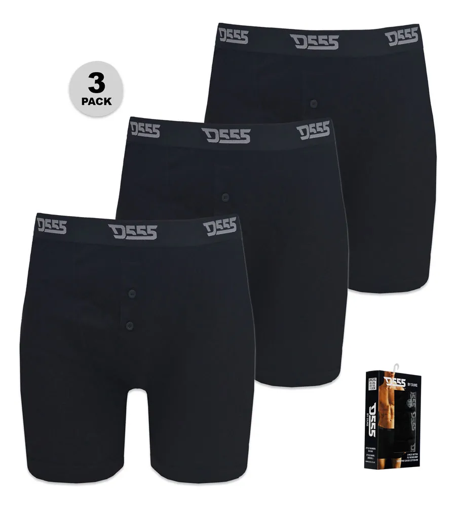 D555 Big Men's Black Cotton Boxer Shorts Pack of Three (DRIVER 2)