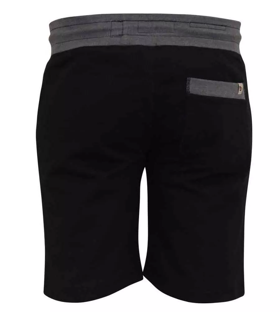 D555 Mens Black Shorts Elasticated Waist Loop Back (SUTTON 1)