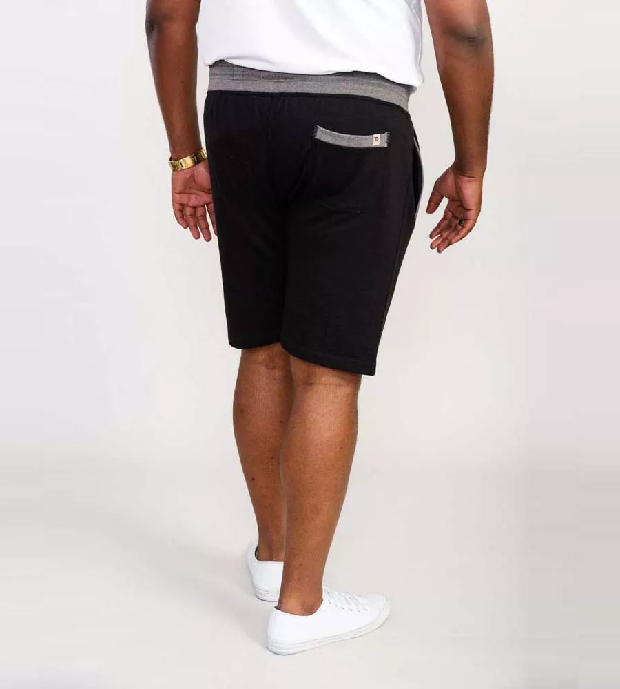 D555 Mens Black Shorts Elasticated Waist Loop Back (SUTTON 1)