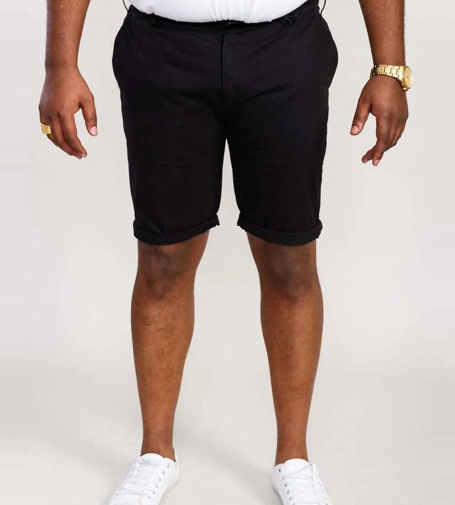 D555 Big Mens Black Stretch Chino Shorts (NELSON 2) for Men