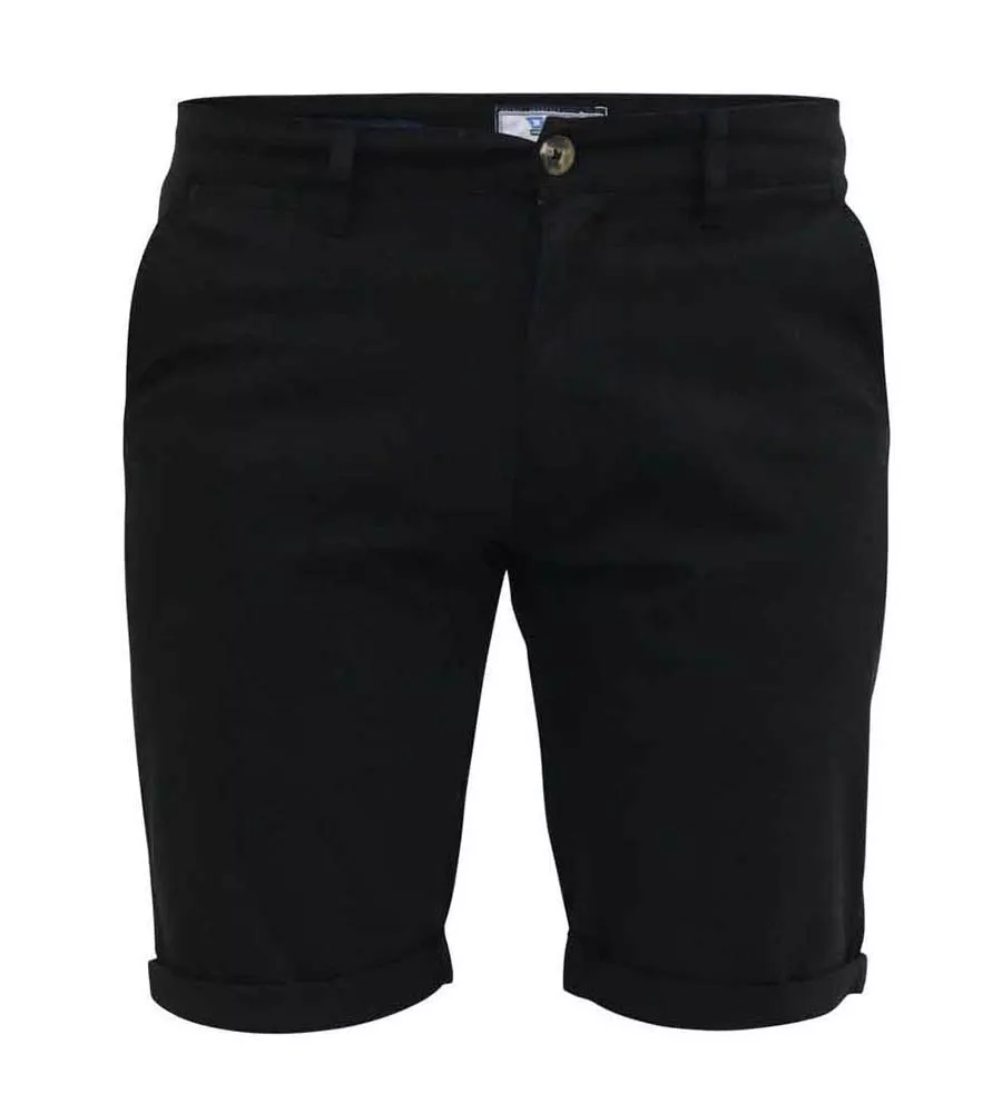 D555 Big Mens Black Stretch Chino Shorts (NELSON 2) for Men