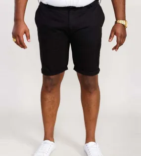 D555 Big Mens Black Stretch Chino Shorts (NELSON 2) for Men