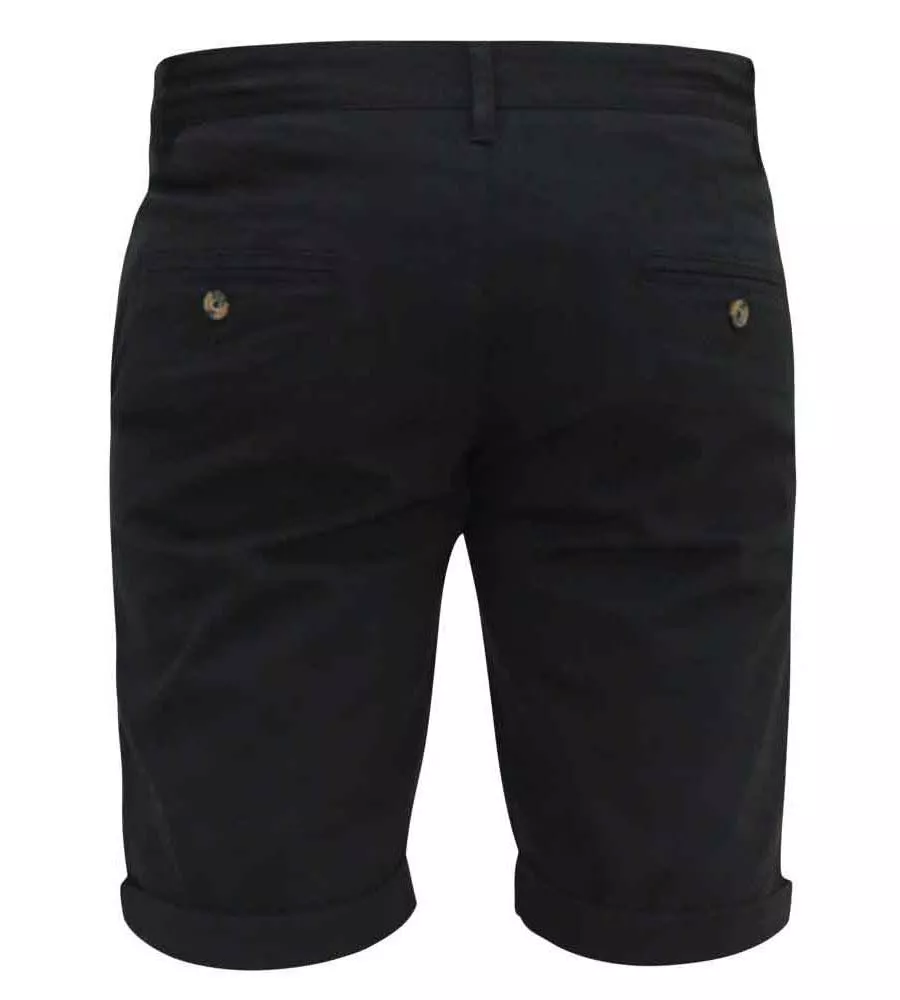 D555 Big Mens Black Stretch Chino Shorts (NELSON 2) for Men