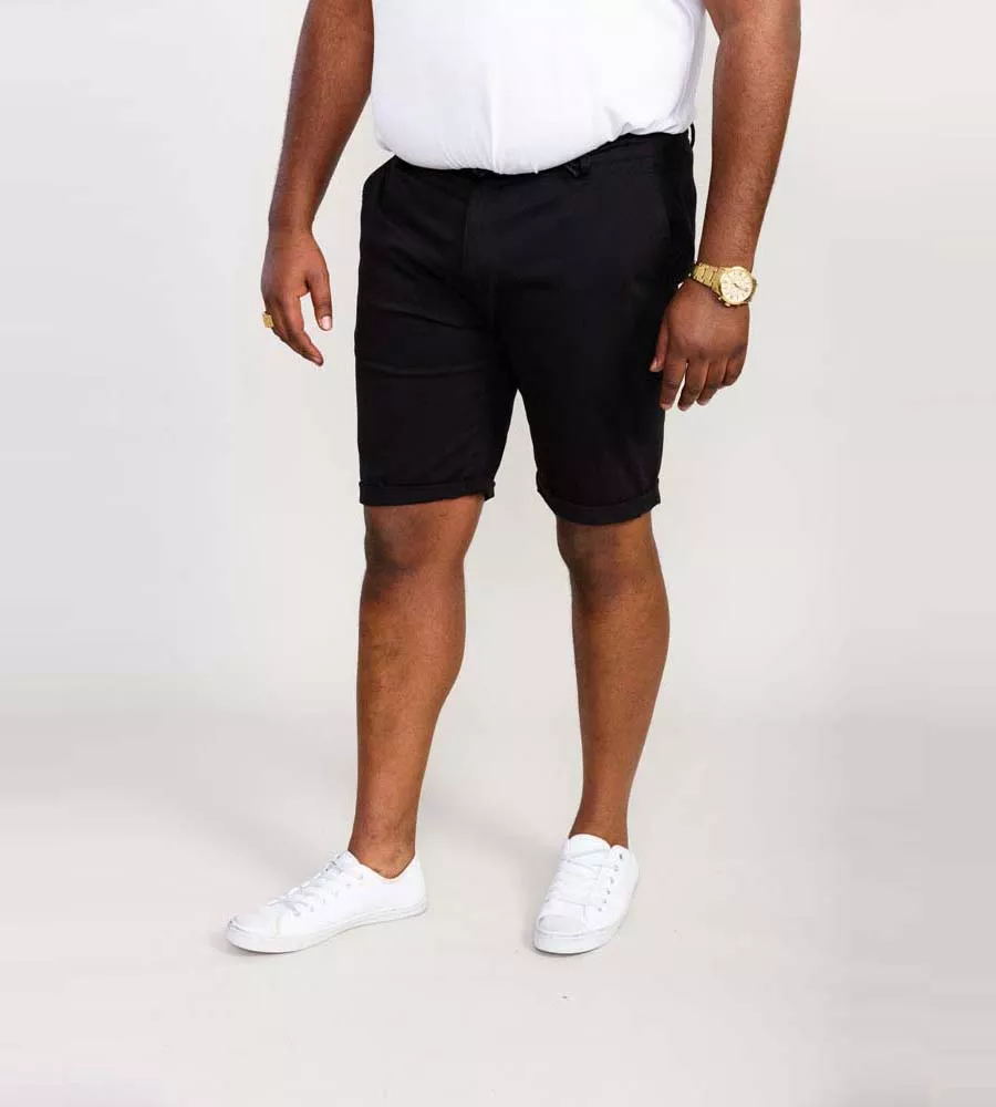 D555 Big Mens Black Stretch Chino Shorts (NELSON 2) for Men