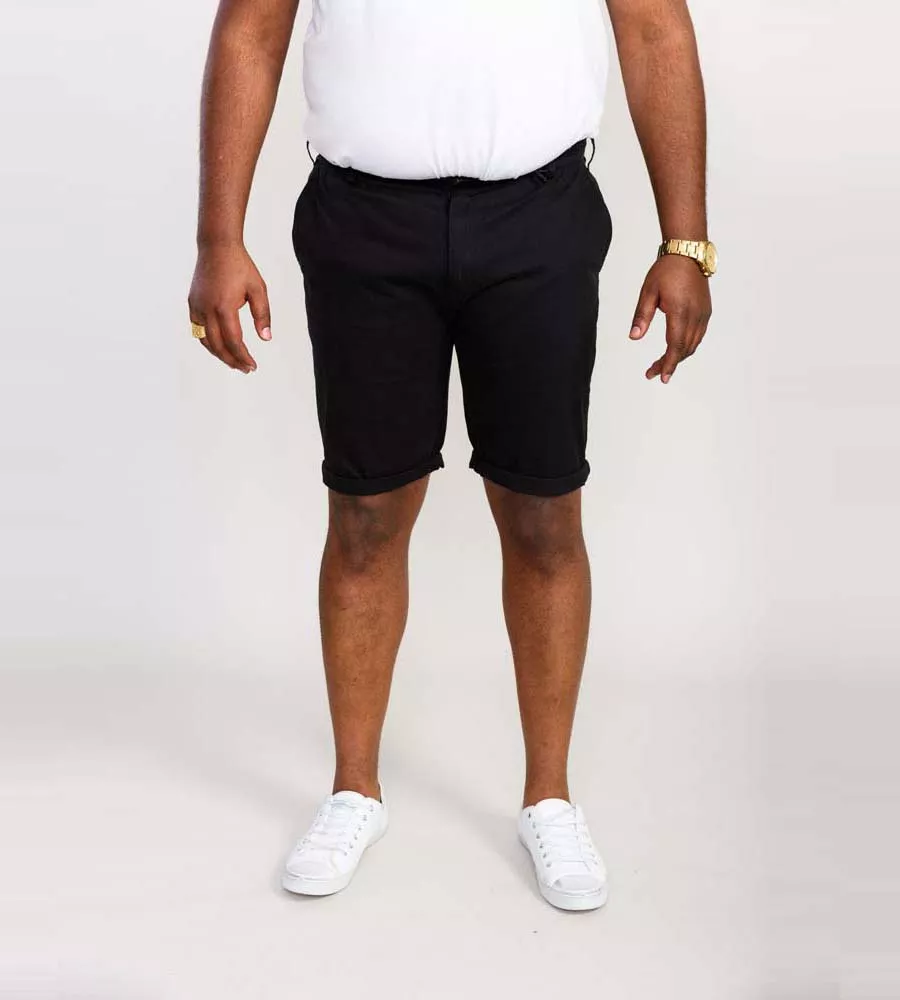 D555 Big Mens Black Stretch Chino Shorts (NELSON 2) for Men