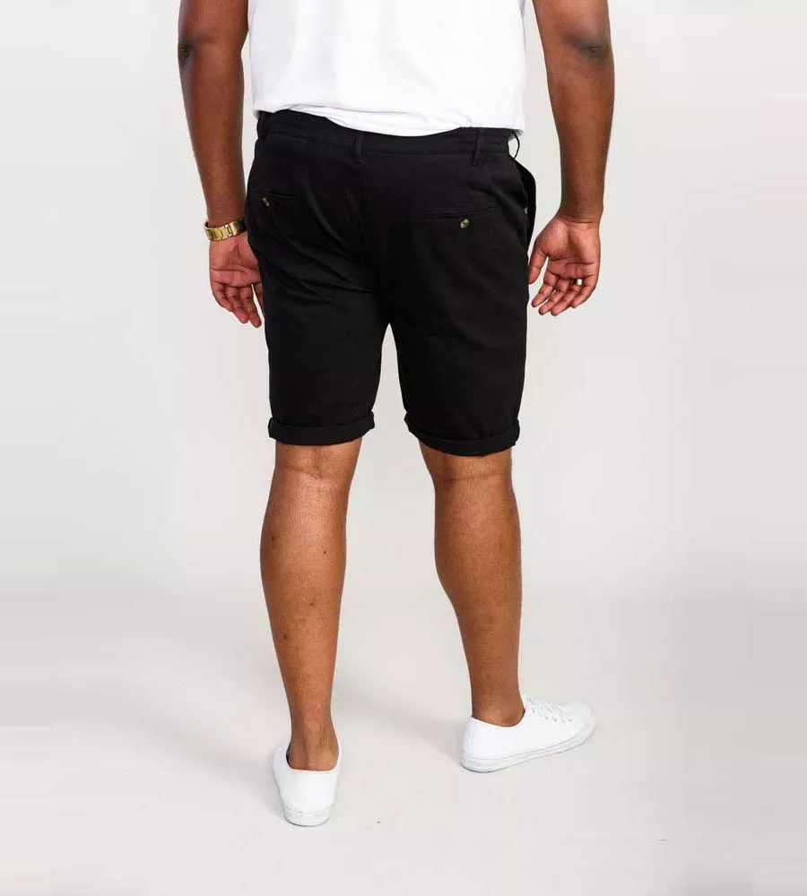 D555 Big Mens Black Stretch Chino Shorts (NELSON 2) for Men