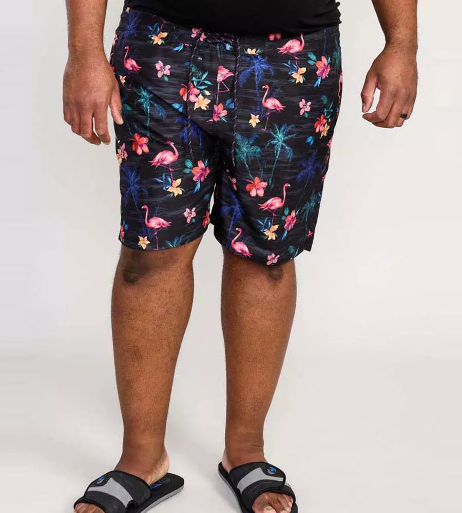 D555 Mens Flamingo Palm Tree Printed Swim Shorts (CAMPTON)