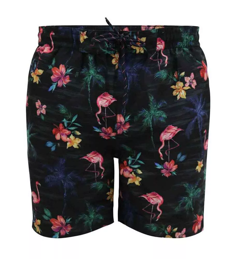 D555 Mens Flamingo Palm Tree Printed Swim Shorts (CAMPTON)