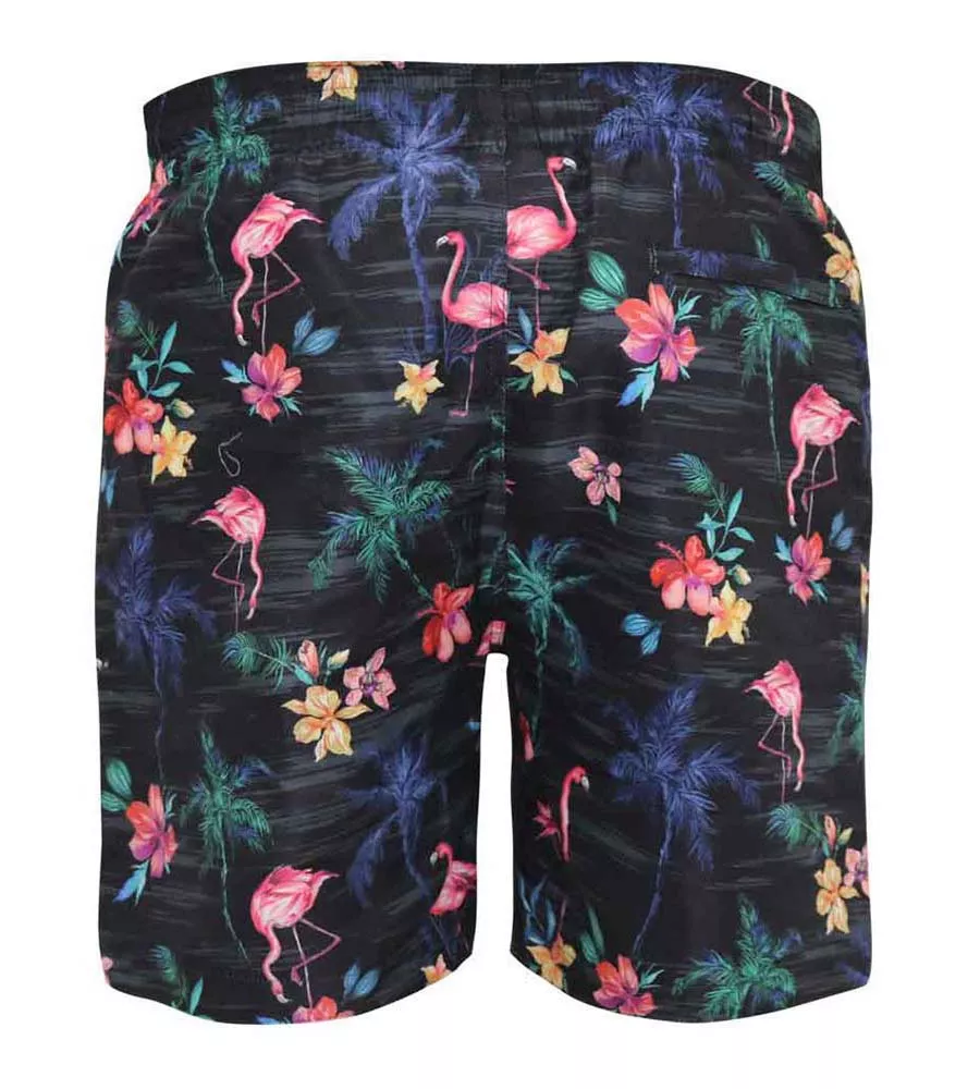 D555 Mens Flamingo Palm Tree Printed Swim Shorts (CAMPTON)