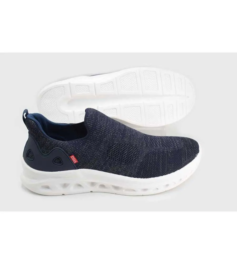 D555 Big Mens Navy Hands-Free Shoes With Knitted Top