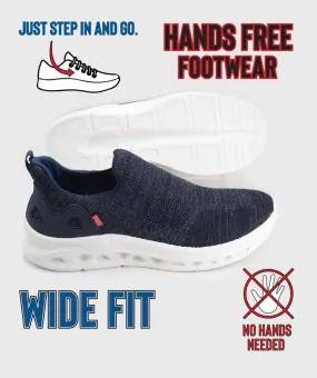 D555 Big Mens Navy Hands-Free Shoes With Knitted Top