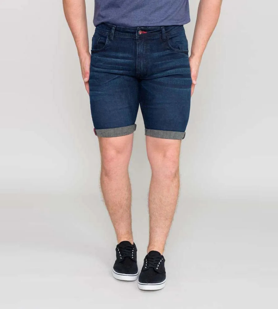 D555 Mens Dark Blue Stretch Denim Shorts (BRENTWOOD) for Men