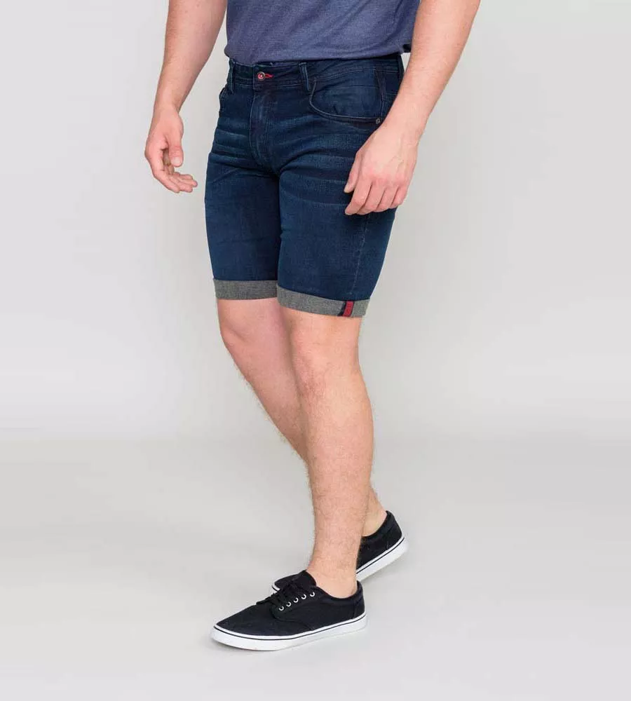 D555 Mens Dark Blue Stretch Denim Shorts (BRENTWOOD) for Men