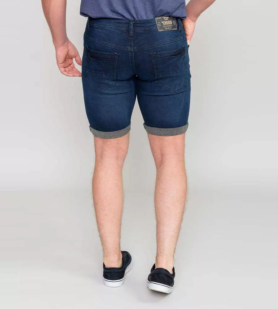 D555 Mens Dark Blue Stretch Denim Shorts (BRENTWOOD) for Men