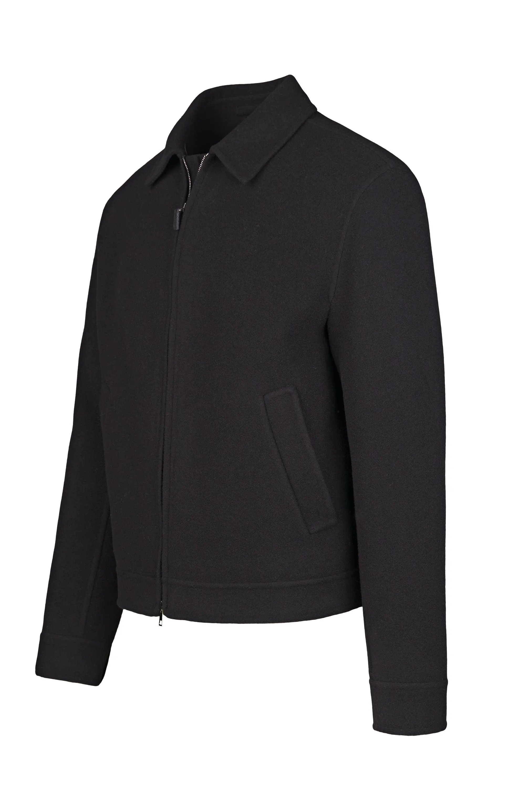 Double-Fabric Wool Zip Jacket