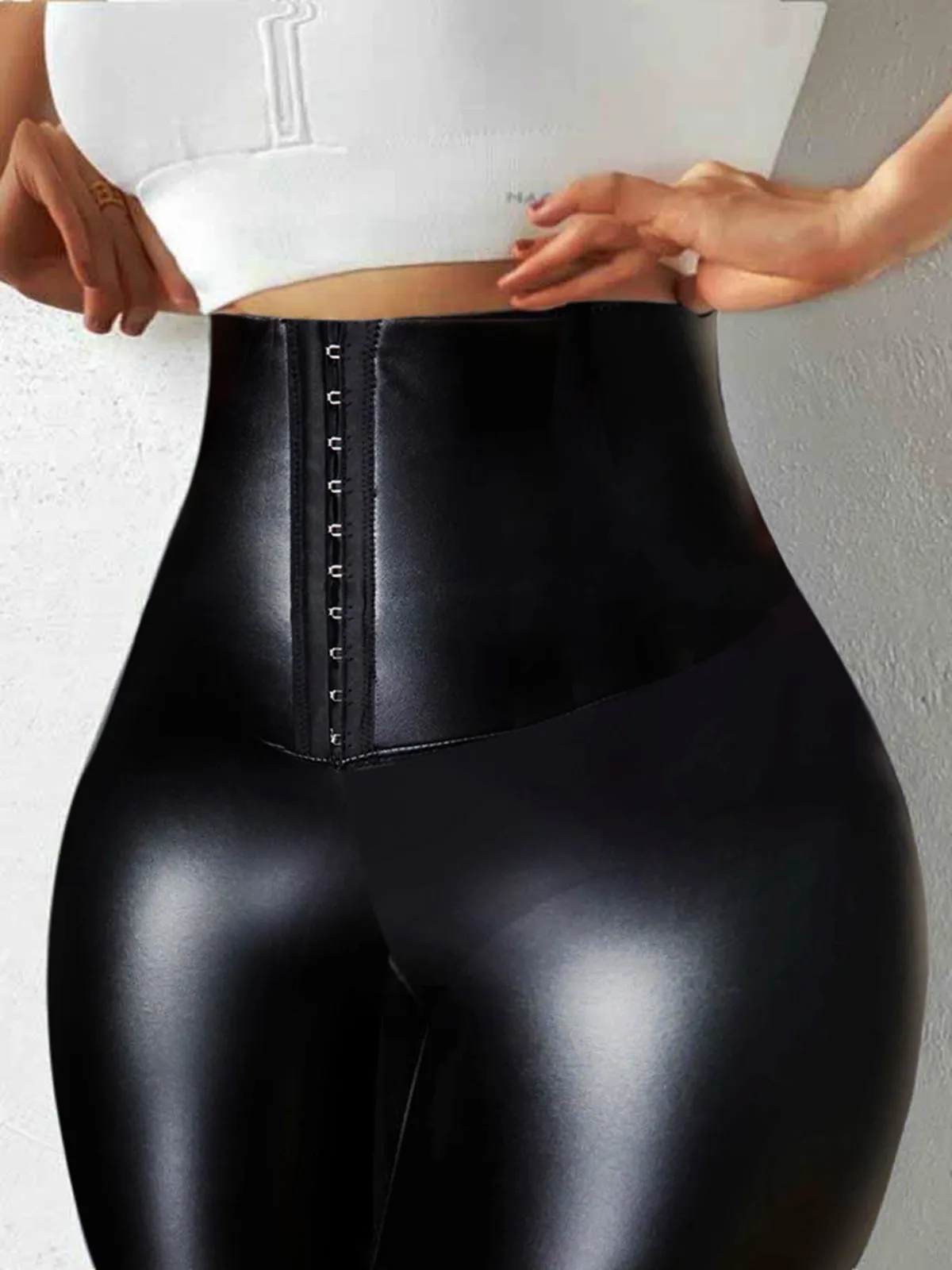 Faux Leather Corset Leggings for Women