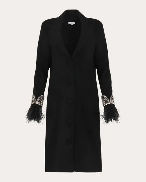 Feather Crystal Wool Coat by Cavanagh Baker