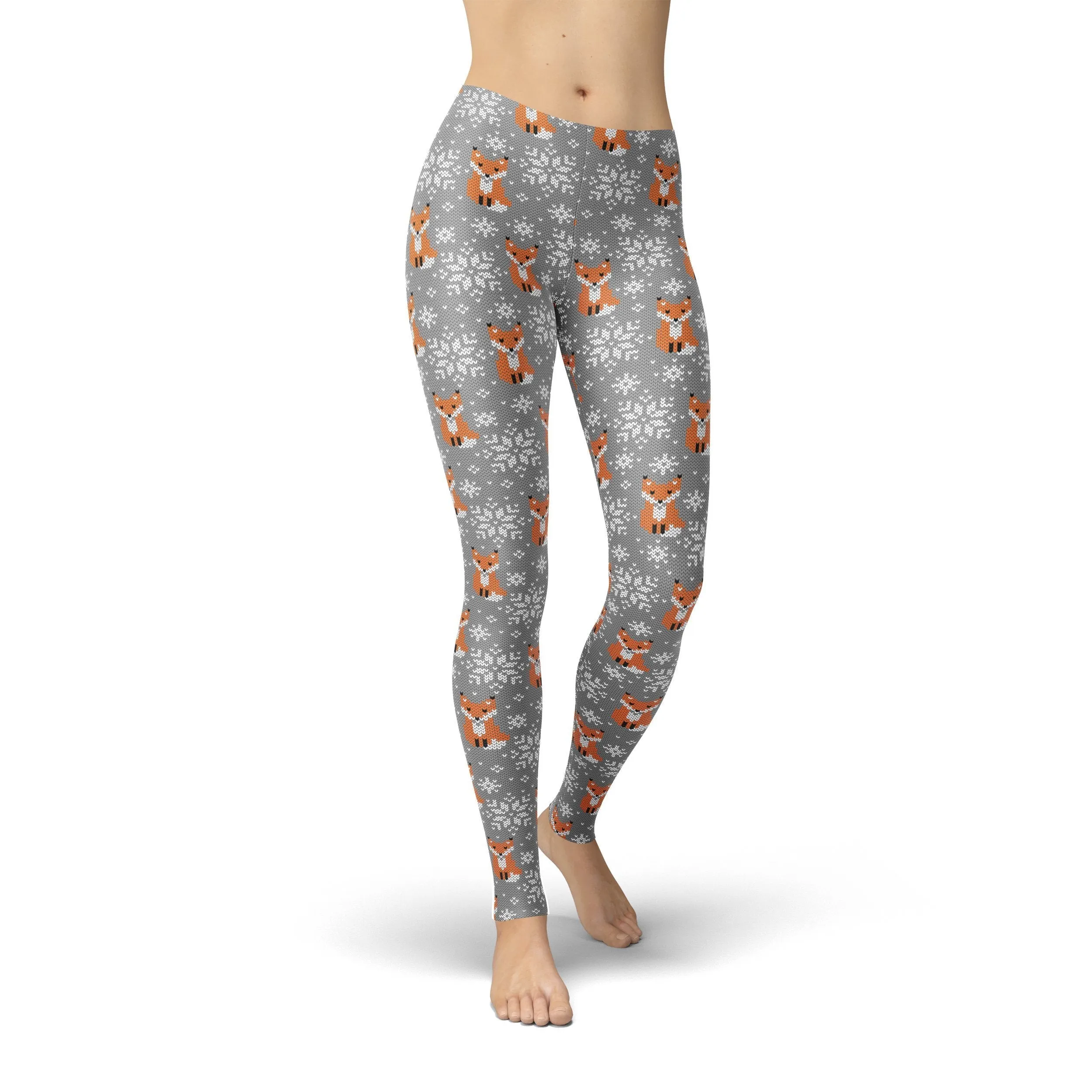 Festive Fox Print Leggings