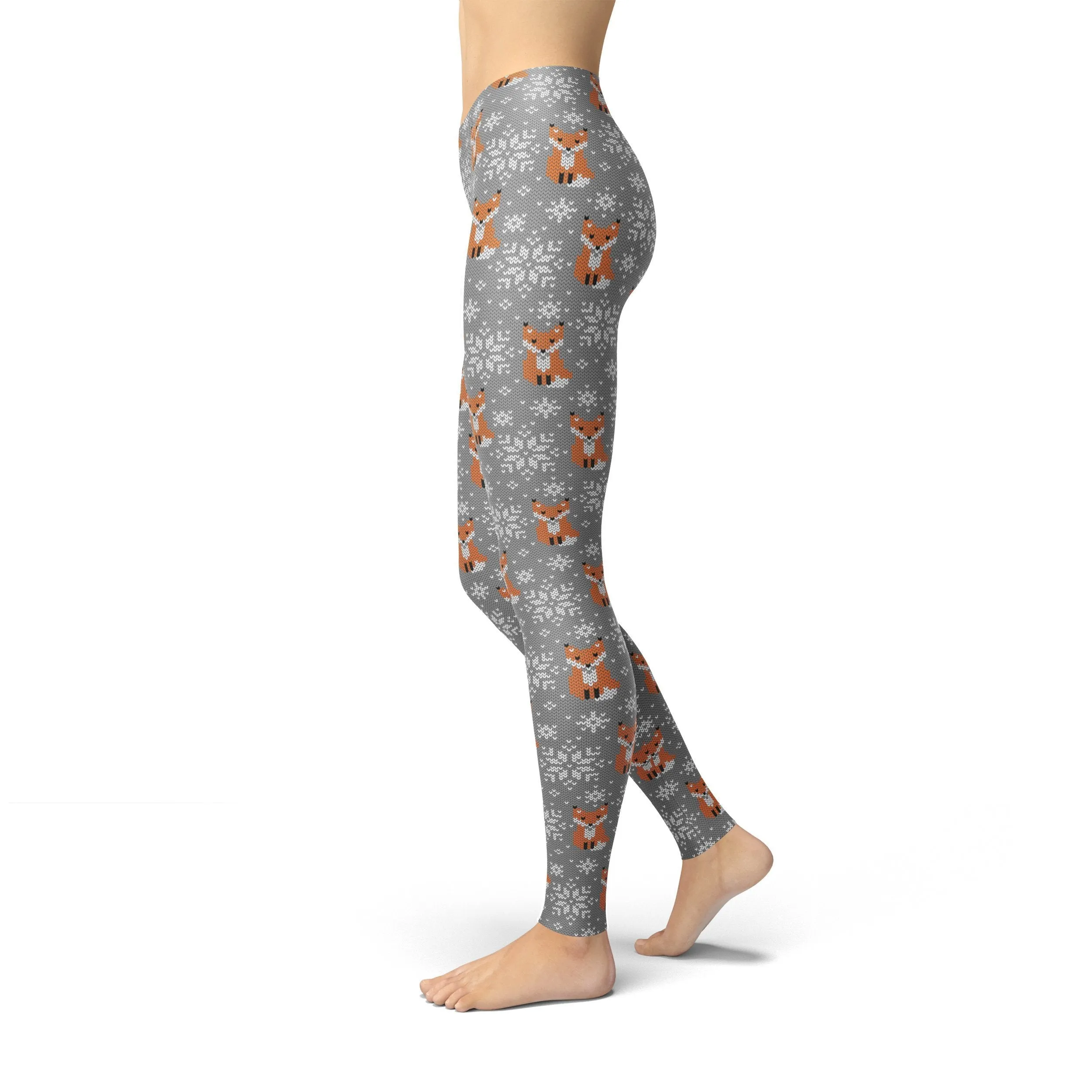 Festive Fox Print Leggings