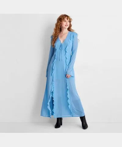 Long Sleeve Ruffle Maxi Dress by Future Collective Women