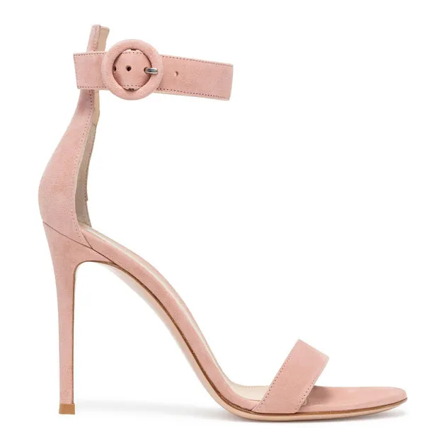 Gianvito Rossi Portofino 105 Blush Suede Sandals