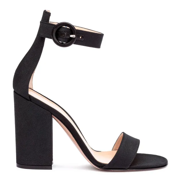 Gianvito Rossi Versilia 100 Black Grosgrain Sandals