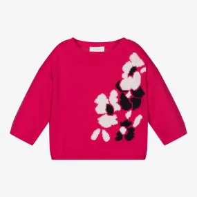 Girls Pink Floral Sweater