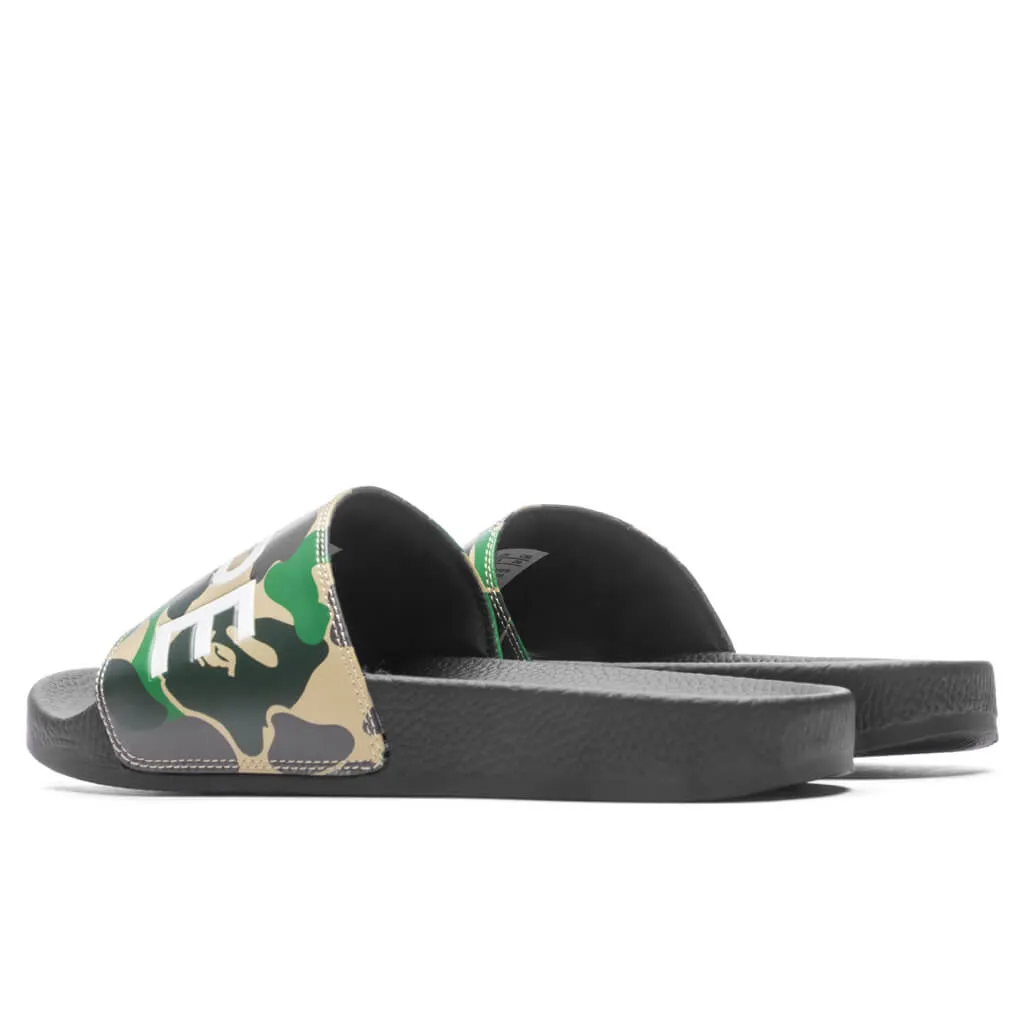 Green Abc Camo Slide Sandals