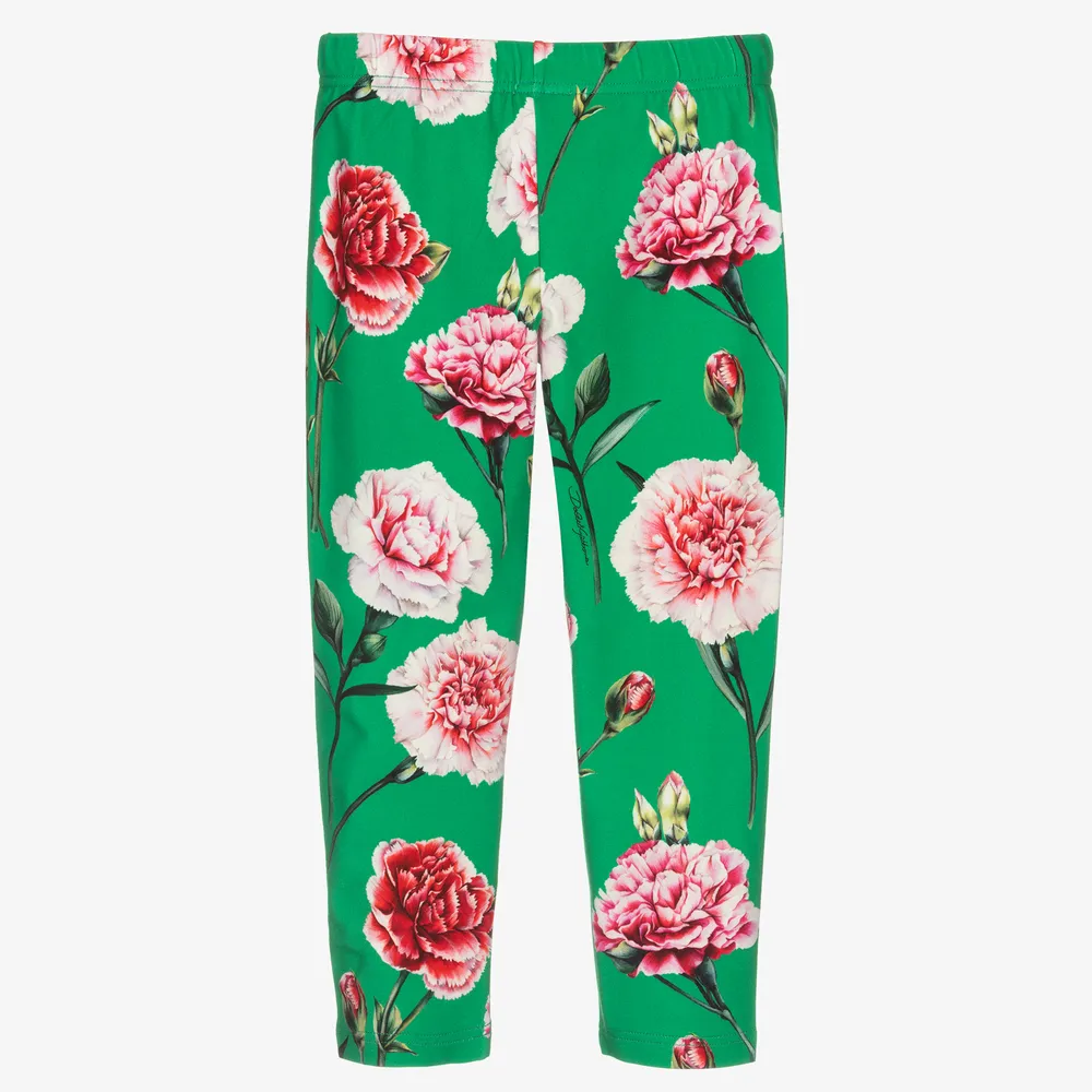 Green Carnation Leggings for Girls