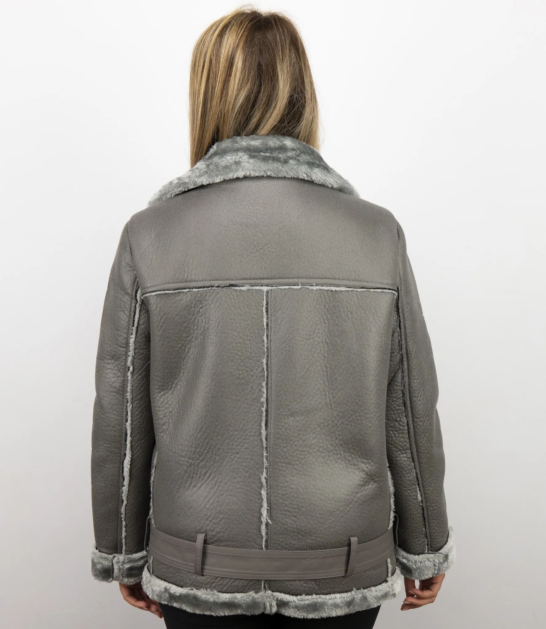 Grey Shearling Lammy Coat Women's