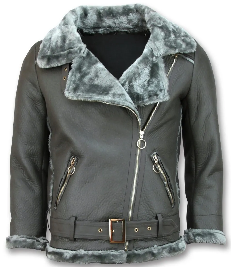 Grey Shearling Lammy Coat Women's