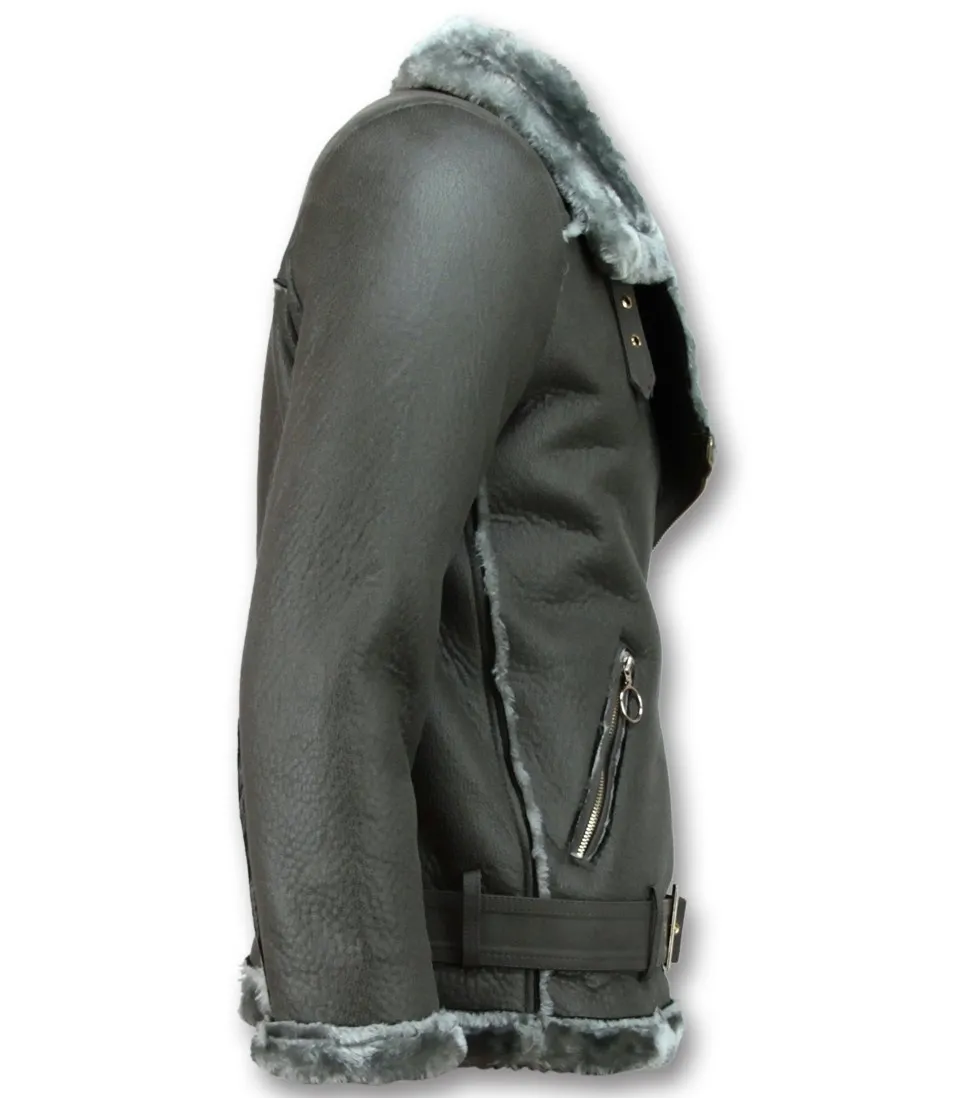 Grey Shearling Lammy Coat Women's