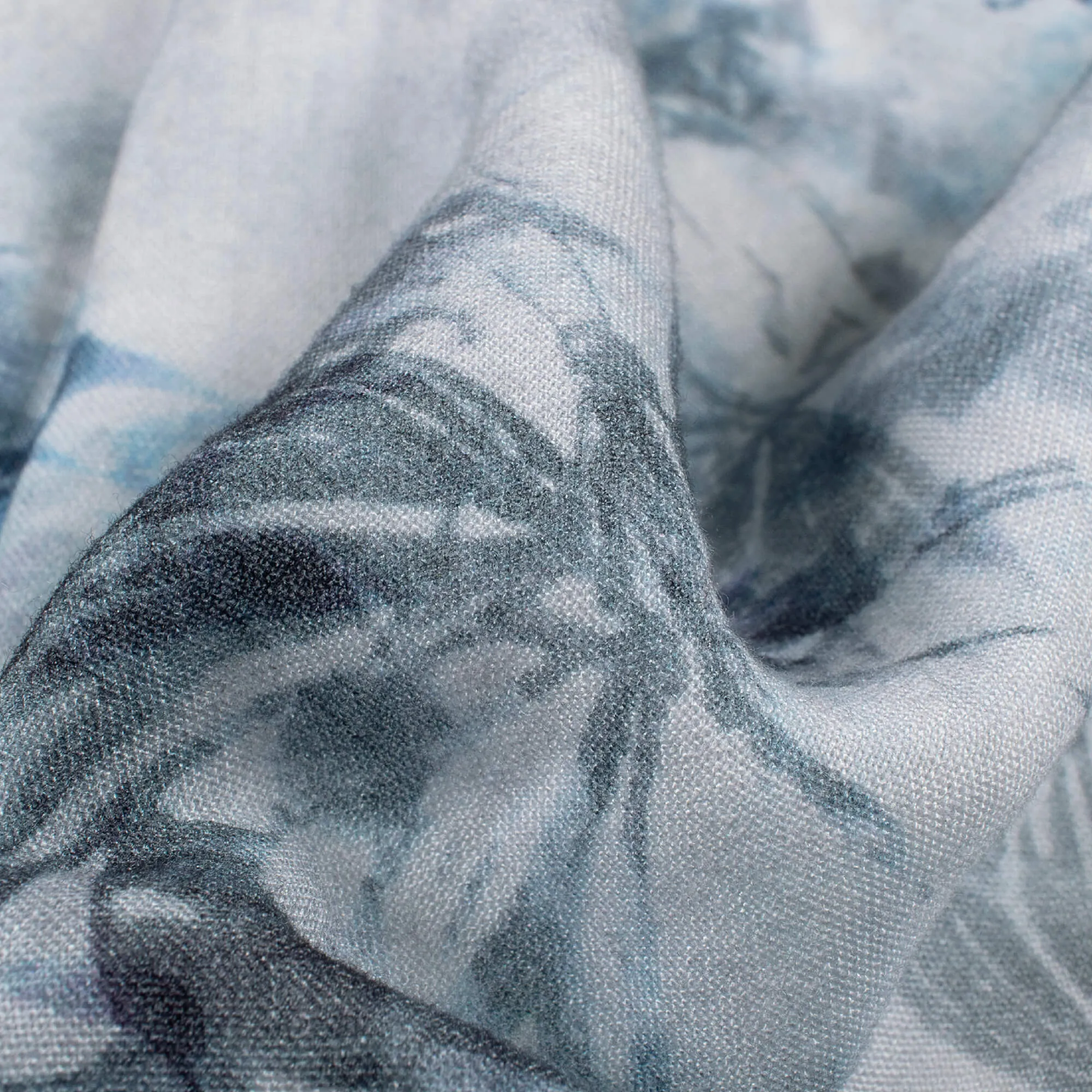 Grey White Butterfly Print Viscose Rayon Fabric 58 Width