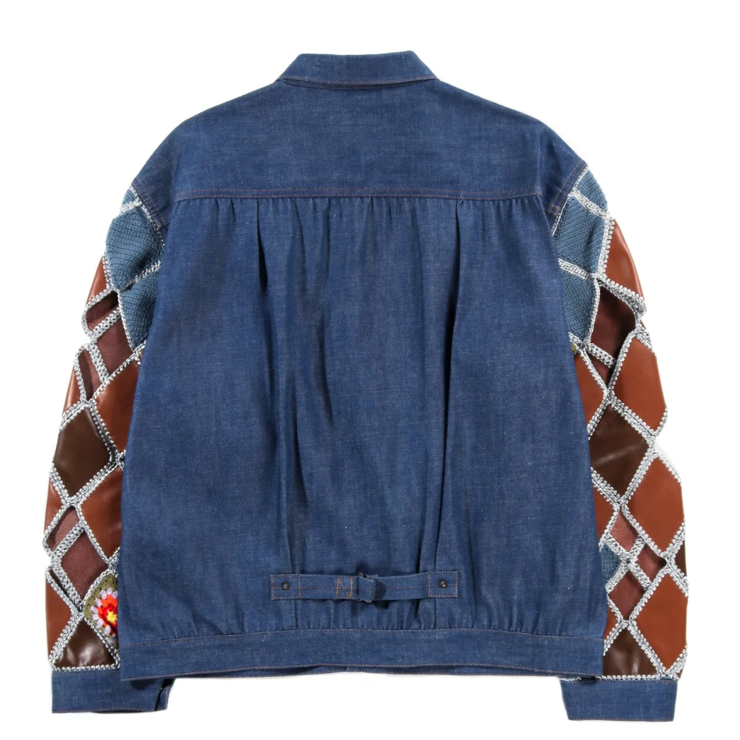 Hippie Crochet Sleeve Denim Jacket in Indigo - Kapital 11.5oz