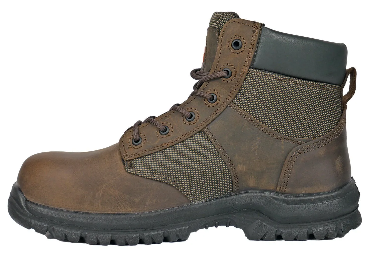 Hoss Men's Mason Brown Leather/Mesh Full-Grain Work Boots