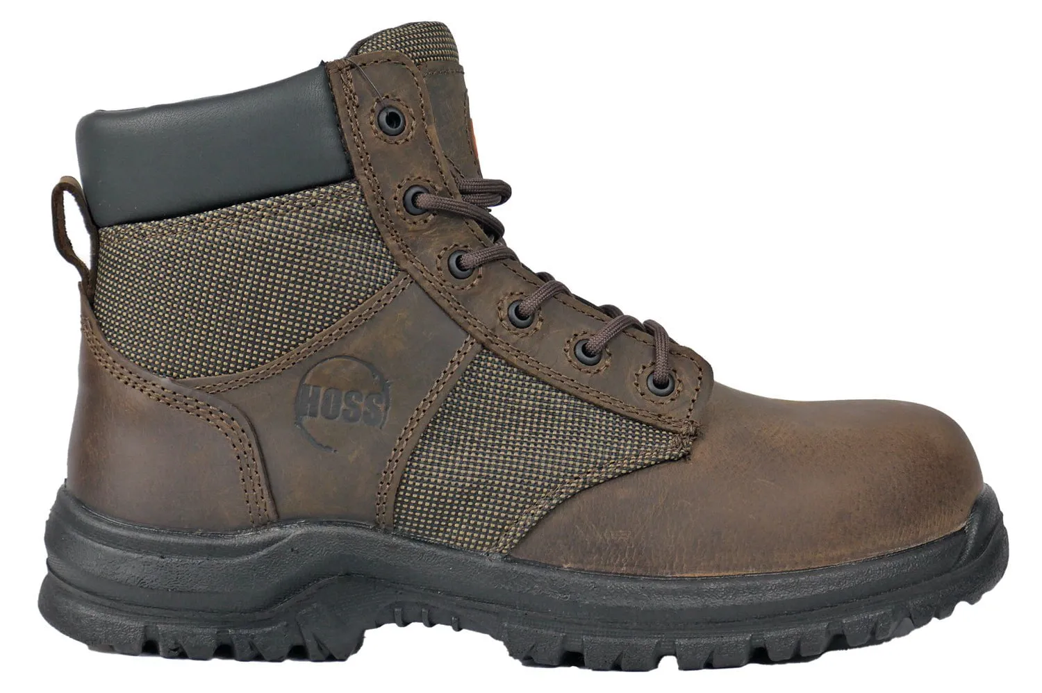 Hoss Men's Mason Brown Leather/Mesh Full-Grain Work Boots