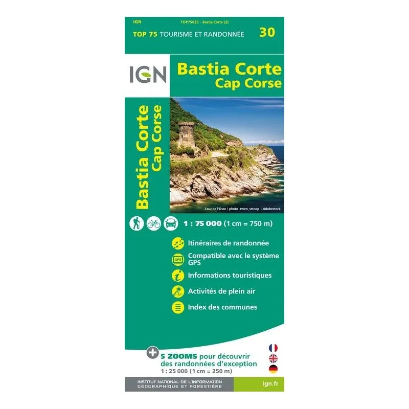 IGN Corsica Northern Region Map