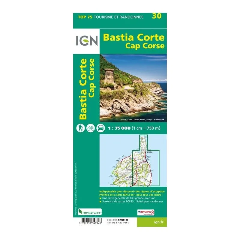 IGN Corsica Northern Region Map