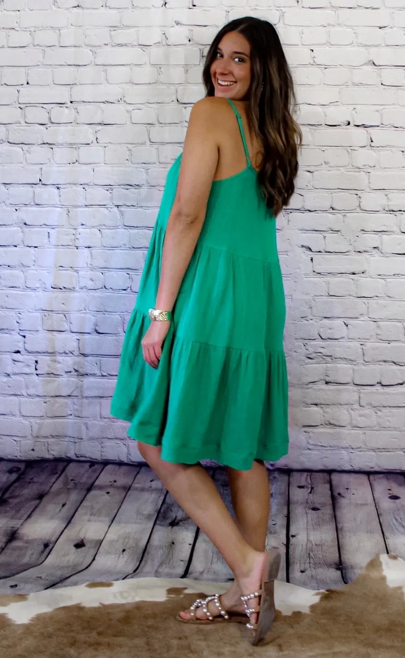 Kelly Green Gauze Dress for Women