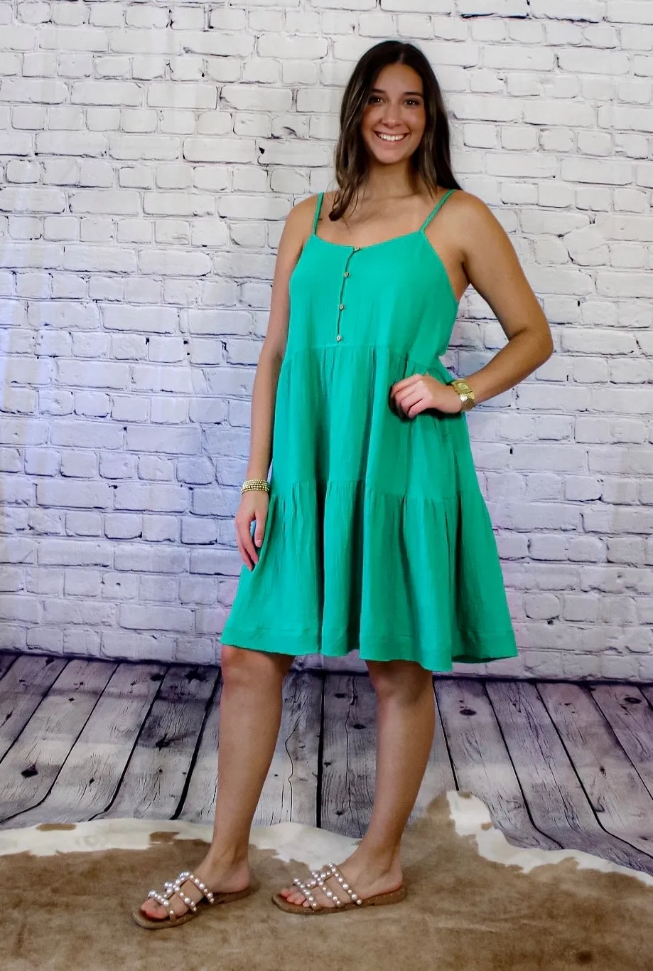 Kelly Green Gauze Dress for Women