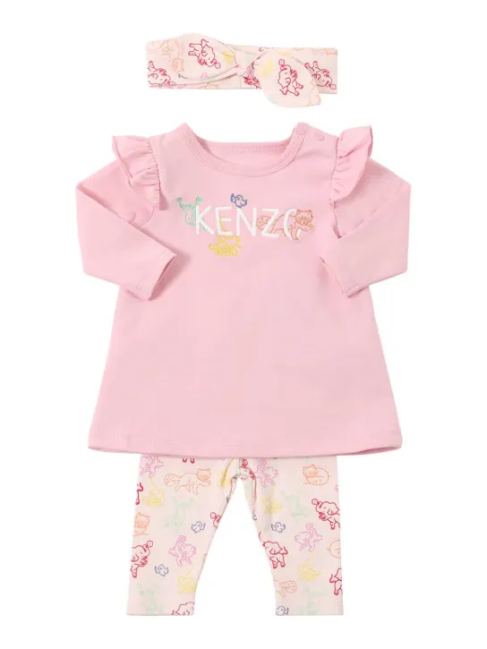 Kenzo Kids Cotton Dress Set with Leggings and Headband.