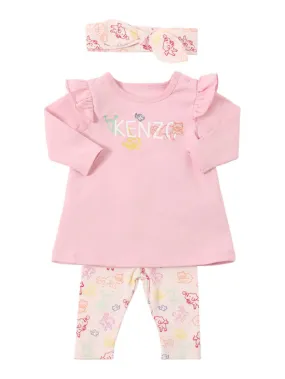 Kenzo Kids Cotton Dress Set with Leggings and Headband.