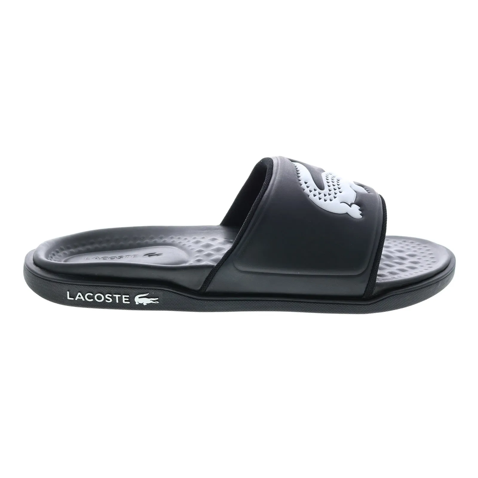 Lacoste Croco Dualiste Mens Black Synthetic Slides Sandals Shoes