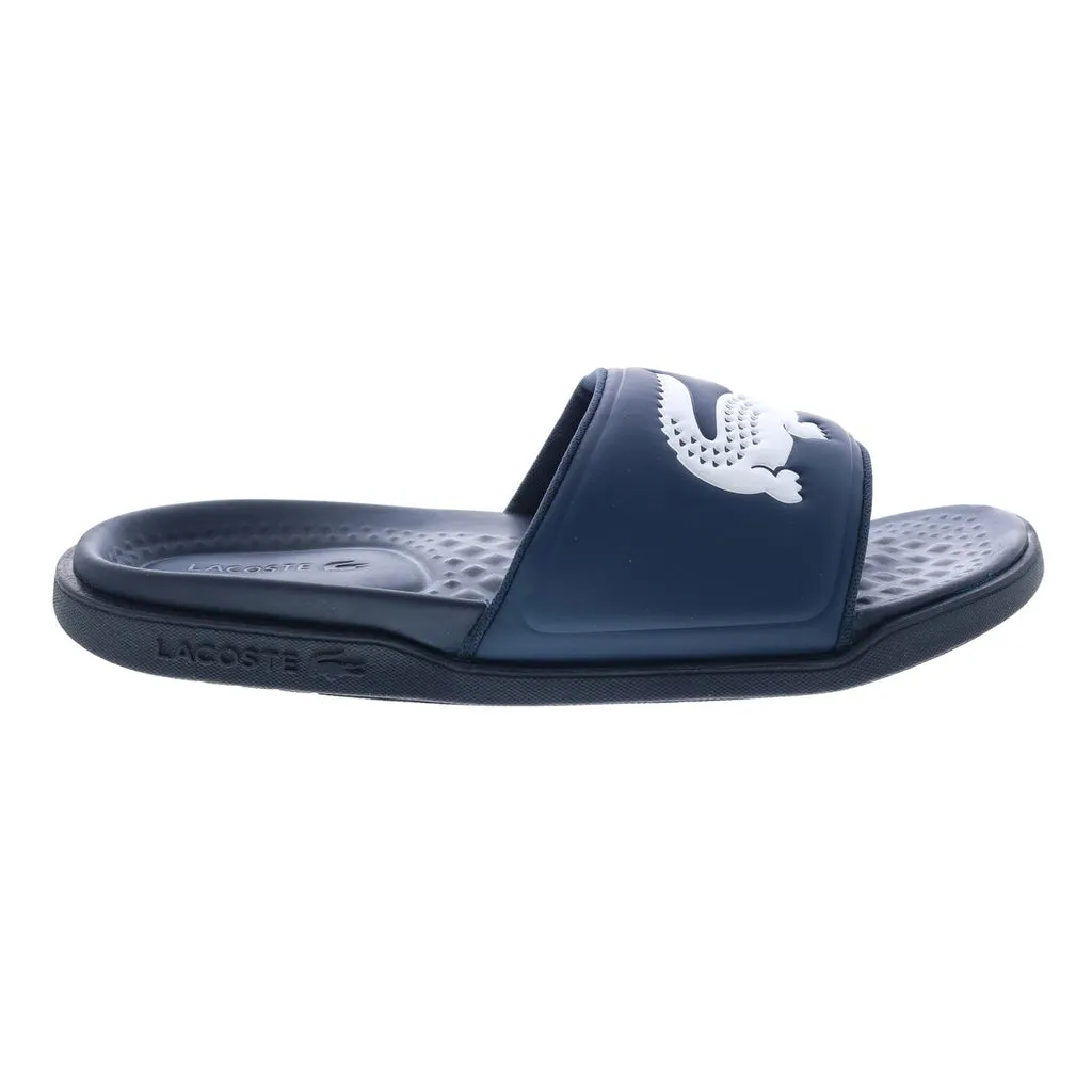 Lacoste Croco Dualiste Mens Blue Synthetic Slides Sandals Shoes