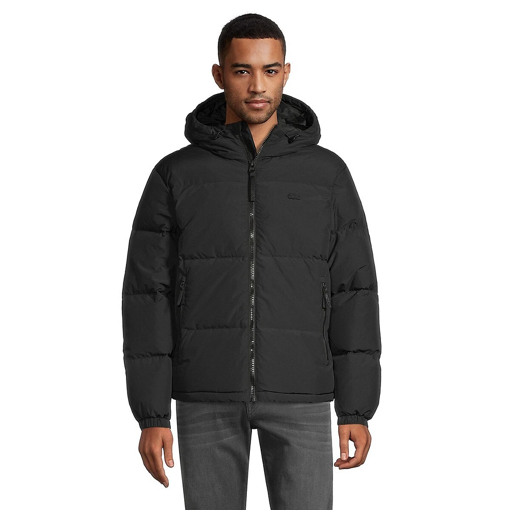 Lacoste Crocodile Reversible Puffer Jacket - Black.