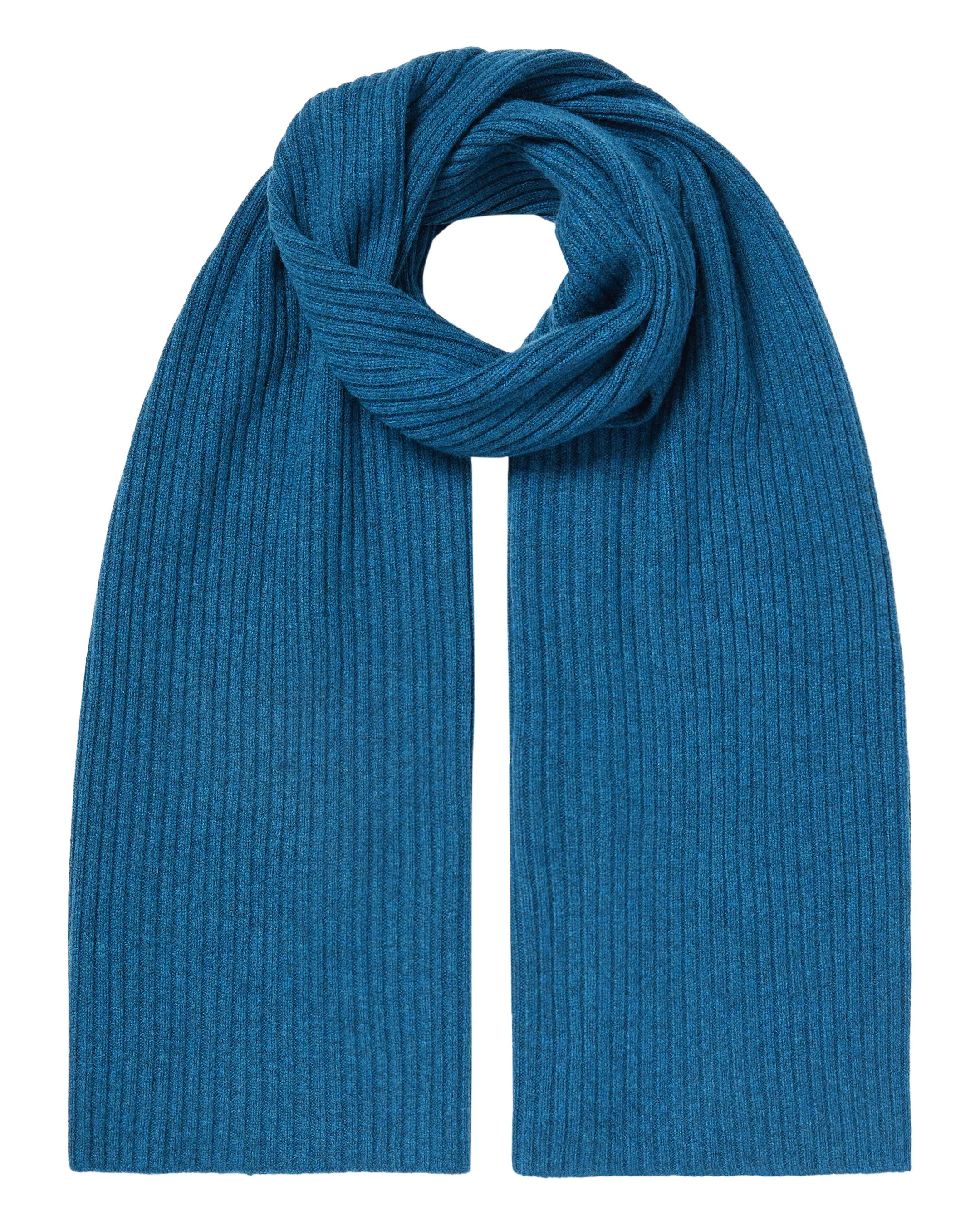 Lagoon Blue Ribbed Cashmere Scarf