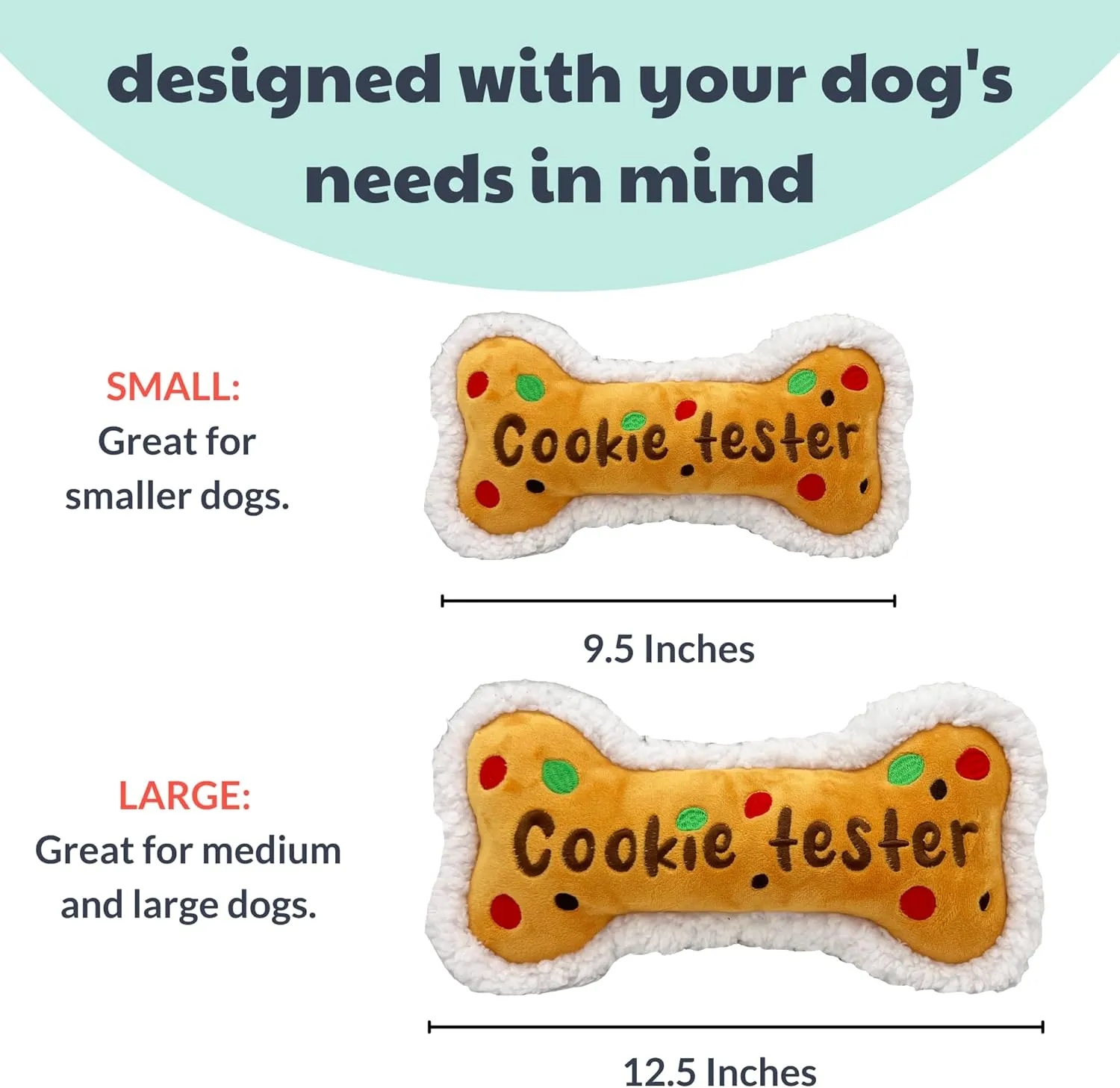 Large Cookie Tester Plush Dog Toy by Huxley & Kent