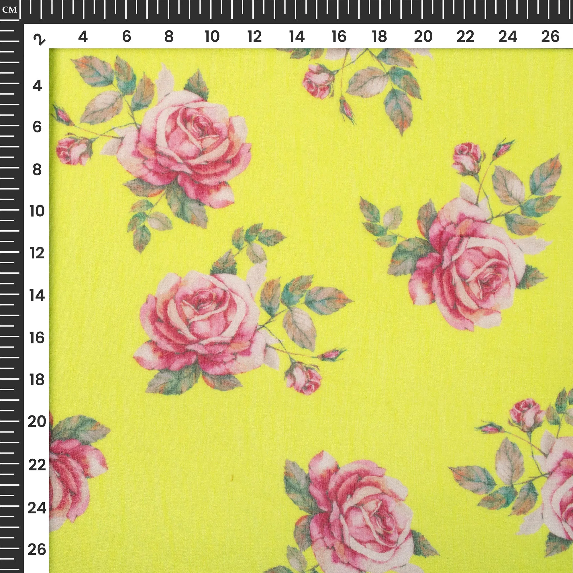 Lemon Yellow Floral Chiffon Fabric Print