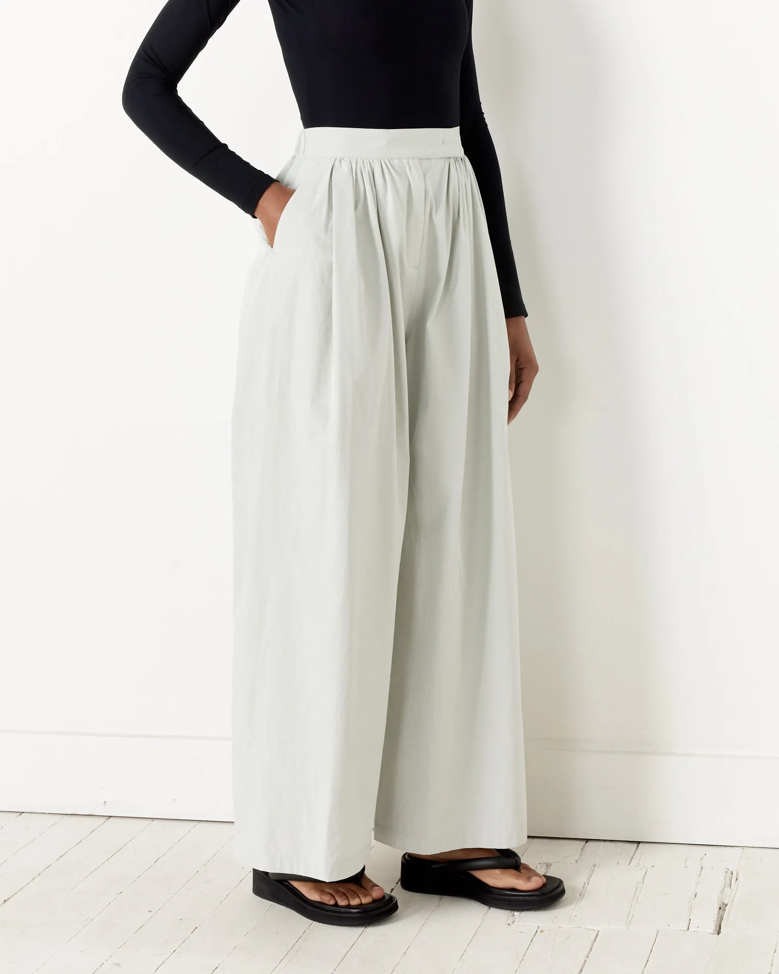 Light Grey Shirred Waistband Pants